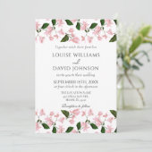 Elegant Wedding Invitation met Bougainvillea Kaart (Staand voorkant)