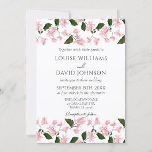 Elegant Wedding Invitation met Bougainvillea Kaart