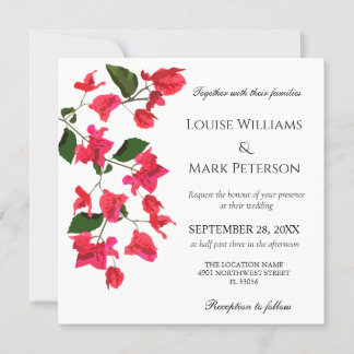 Elegant Wedding Invitation met Bougainvillea Kaart