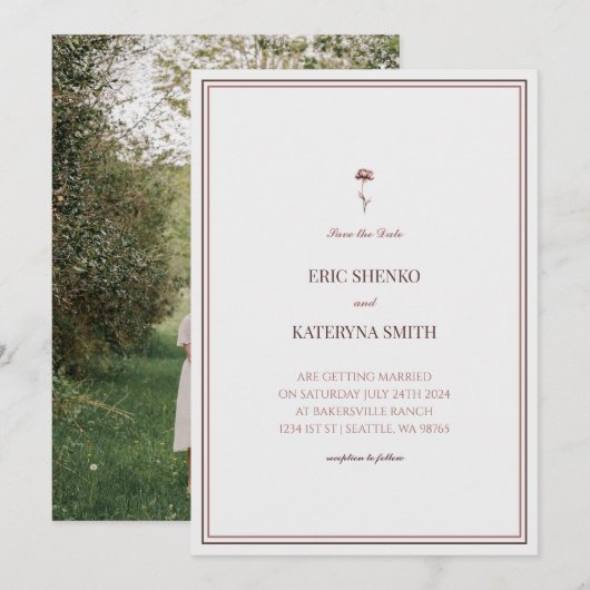 Elegant Wedding Invitation met Neutral Colors Kaart (Voorkant / Achterkant)