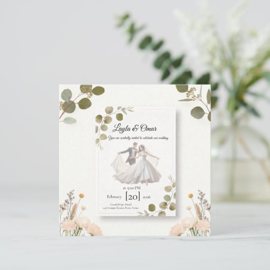 Elegant Wedding Invitation – Minimalist Romantic D Kaart (Staand voorkant)