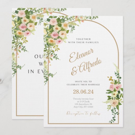 Elegant Wedding Invitation | Modern Romantic Kaart (Voorkant / Achterkant)