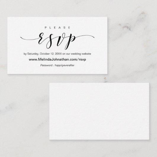 Elegant Wedding Invitation, online RSVP antwoord Informatiekaartje (Voorkant / Achterkant)