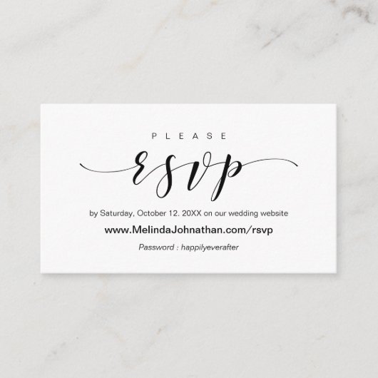 Elegant Wedding Invitation, online RSVP antwoord Informatiekaartje (Voorkant)