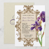 Elegant Wedding Invitation - Paarse Elegant Iris Kaart (Voorkant / Achterkant)