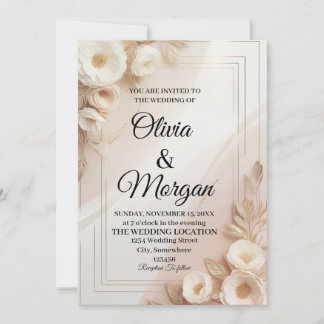 Elegant Wedding Invitation Pampas Grass Flora Kaart