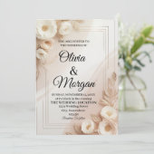 Elegant Wedding Invitation Pampas Grass Flora Kaart (Staand voorkant)