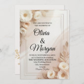 Elegant Wedding Invitation Pampas Grass Flora Kaart (Voorkant / Achterkant)