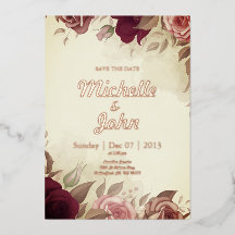 Elegant Wedding Invitation roos flower red