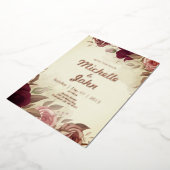 Elegant Wedding Invitation roos flower red Folie Uitnodiging (Gedraaid)