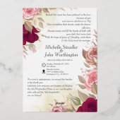 Elegant Wedding Invitation roos flower red Folie Uitnodiging (Achterkant)