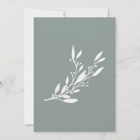 Elegant Wedding Invitation Sage Floral Wreath Kaart (Achterkant)