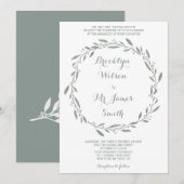 Elegant Wedding Invitation Sage Floral Wreath Kaart (Voorkant / Achterkant)