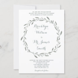 Elegant Wedding Invitation Sage Floral Wreath Kaart