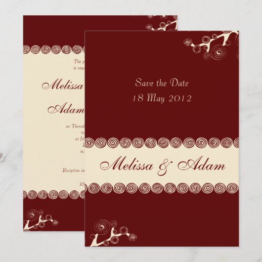 Elegant Wedding Invitation Save The Date (Voorkant / Achterkant)