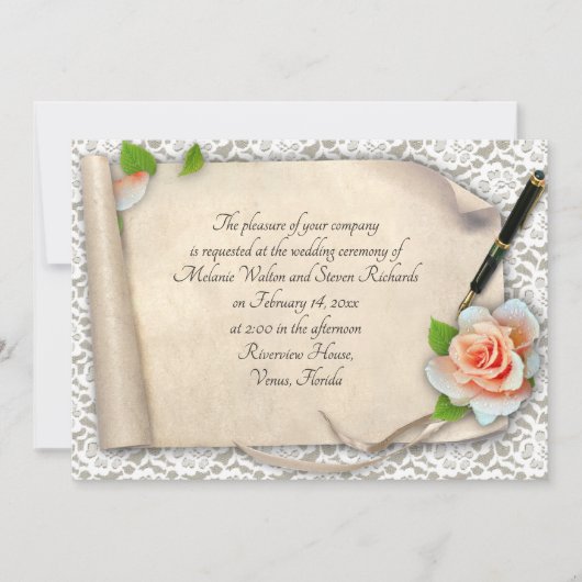 Elegant Wedding Invitation Scroll Kaart (Voorkant)