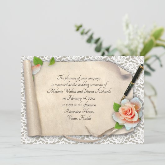 Elegant Wedding Invitation Scroll Kaart (Staand voorkant)