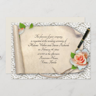 Elegant Wedding Invitation Scroll Kaart