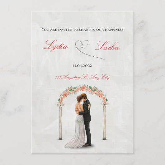 Elegant Wedding Invitation Template Kaart (Voorkant)