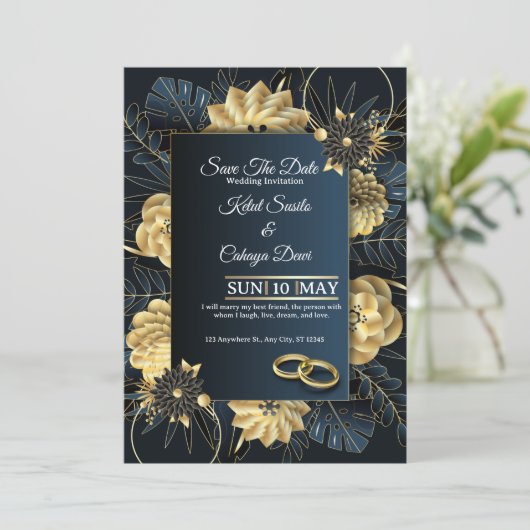 Elegant Wedding Invitation Template Kaart (Staand voorkant)