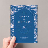 Elegant Wedding Invitation with Blue Floral Design Acryl Uitnodigingen (Insitu (Draagbaar))
