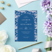 Elegant Wedding Invitation with Blue Floral Design Acryl Uitnodigingen (Insitu (Huwelijk))