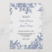 Elegant wedding invitation with blue floral kaart (Voorkant)