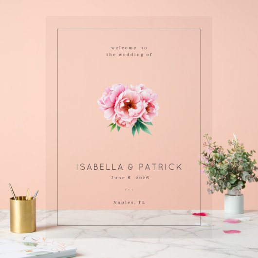 Elegant Wedding Invitation with Floral Design Acryl Bord (Huwelijk)