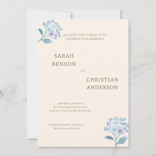 Elegant Wedding Invitation with Floral Design Kaart (Voorkant)