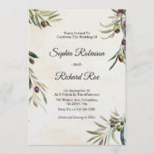 Elegant wedding invitation with floral olive kaart (Voorkant)