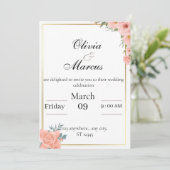 Elegant wedding invitation with  gold frame  kaart (Staand voorkant)