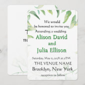 Elegant wedding invitation with green leaves kaart (Voorkant / Achterkant)