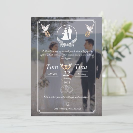 Elegant wedding invitation with new design kaart (Staand voorkant)