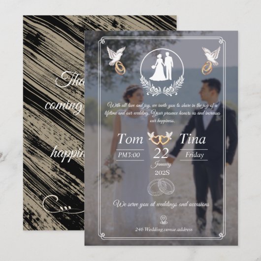 Elegant wedding invitation with new design kaart (Voorkant / Achterkant)