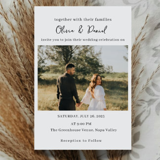 Elegant Wedding Invitation with Photo Kaart