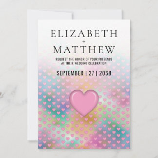 Elegant Wedding Invitation with Pink Heart Aankondiging