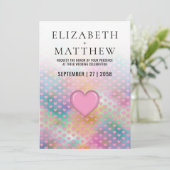 Elegant Wedding Invitation with Pink Heart Aankondiging (Staand voorkant)