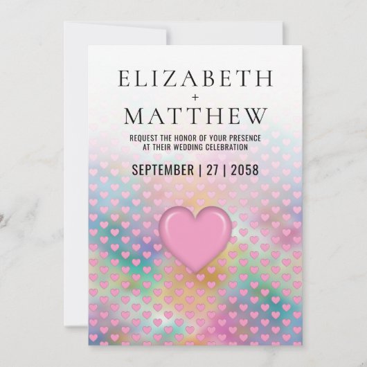 Elegant Wedding Invitation with Pink Heart Aankondiging (Voorkant)