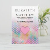 Elegant Wedding Invitation with Pink Heart Aankondiging (Staand voorkant)