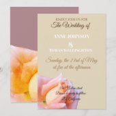 Elegant Wedding Invitation with Roos Kaart (Voorkant / Achterkant)