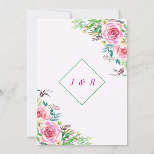 Elegant Wedding Invitation with Rozen and Rings (Achterkant)