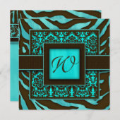 Elegant Wedding Invitation Zebra Damask BB Kaart (Voorkant / Achterkant)