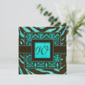 Elegant Wedding Invitation Zebra Damask BB Kaart (Staand voorkant)