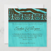 Elegant Wedding Invitation Zebra Damask BB Kaart (Achterkant)