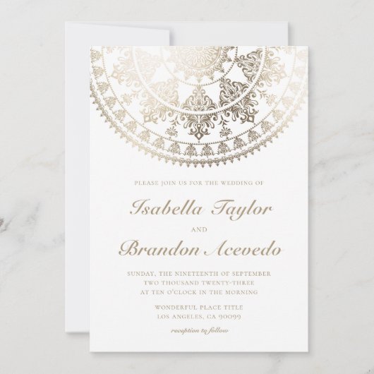 Elegant Wedding Invitations Gold Foil Mandala Kaart (Voorkant)
