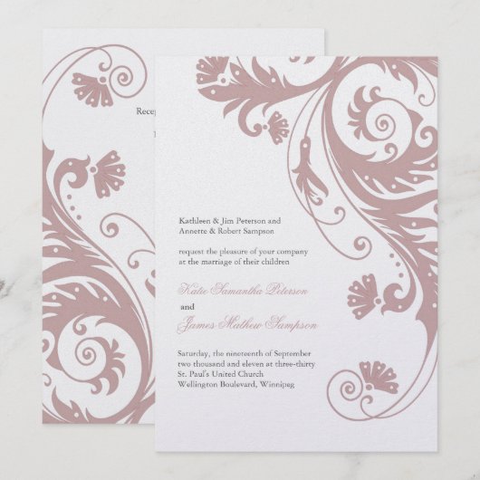 Elegant Wedding Invitations Kaart (Voorkant / Achterkant)