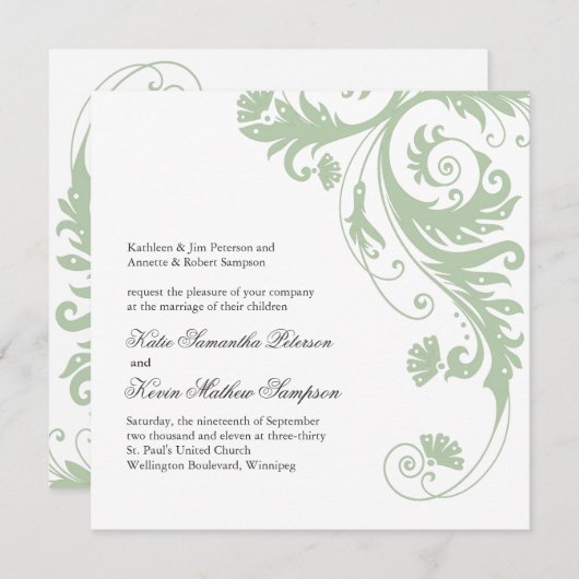 Elegant Wedding Invitations Kaart (Voorkant / Achterkant)
