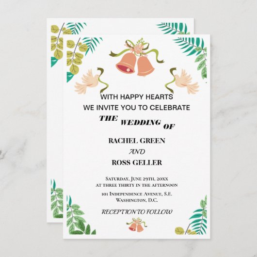 Elegant Wedding Invitations Kaart (Voorkant / Achterkant)