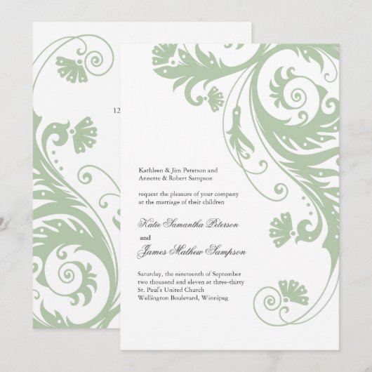 Elegant Wedding Invitations Kaart (Voorkant / Achterkant)
