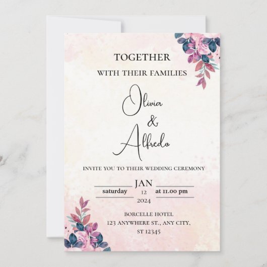 Elegant Wedding Invitations Kaart (Voorkant)